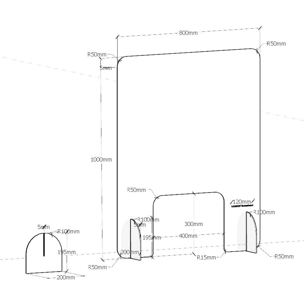 Lookout Sneezeguard Large Acrylic With Feet 800W x 1000mmH Clear 800W x 1000H Clear | Office Furniture Designs