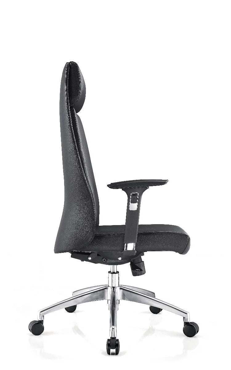 McKinley Chair PU Leather With Arms Black Hi Back Black | Office Furniture Designs