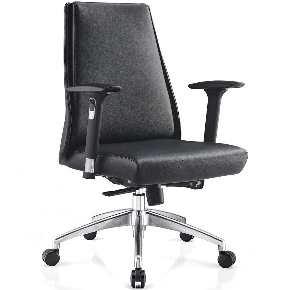 McKinley Chair PU Leather With Arms Black Mid Back Black | Office Furniture Designs
