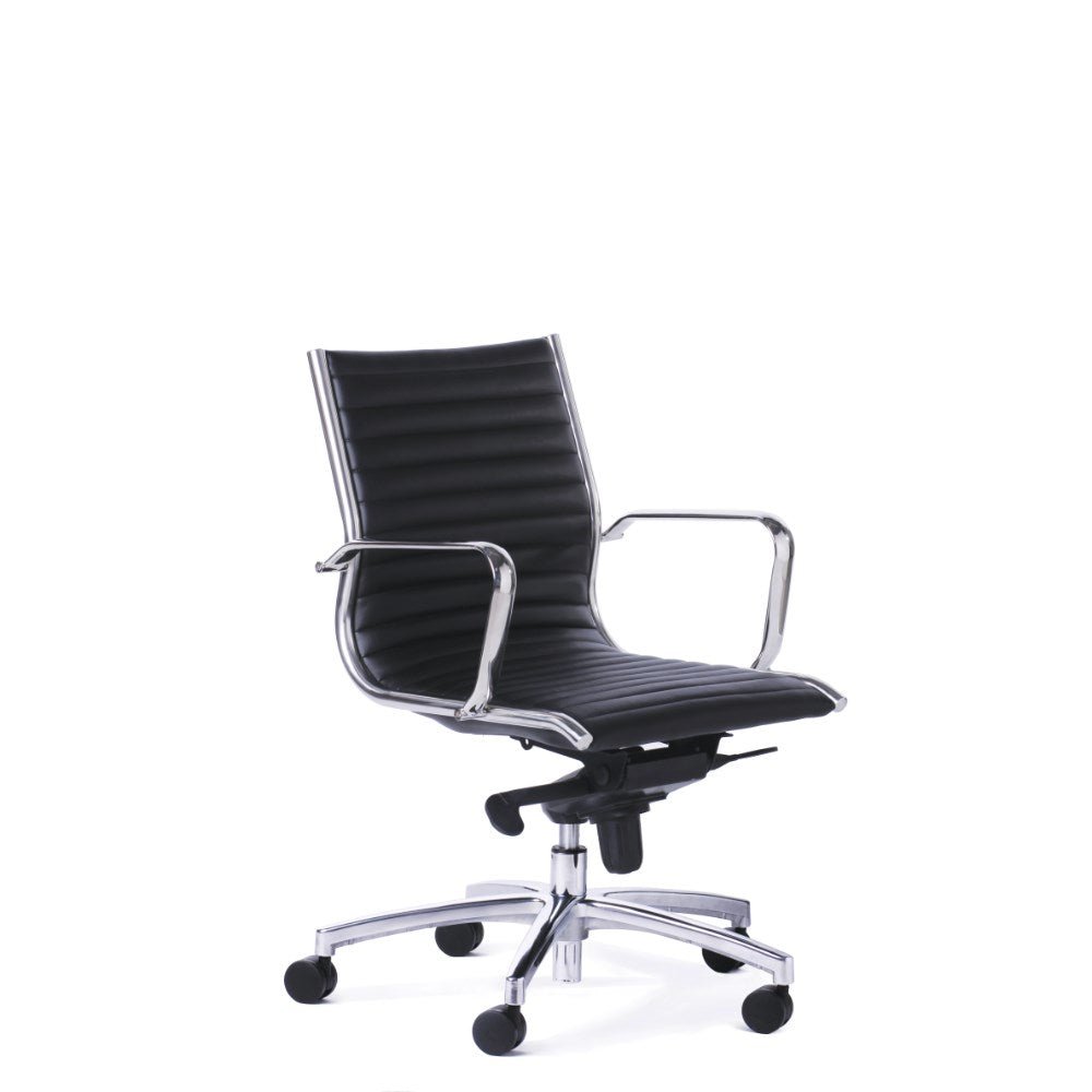 Metro Mid Back Meeting PU Seat Black - Office Furniture Designs