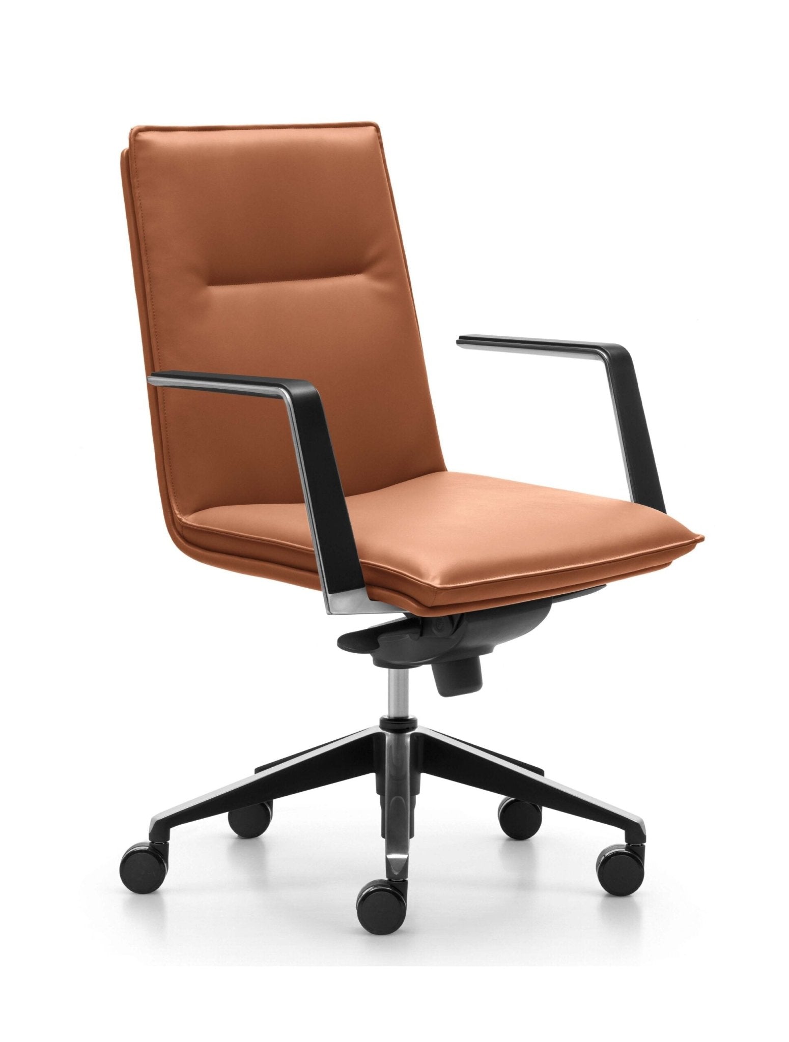 Mirage Genuine Leather Executive Chair With Arms Tan Brown Medium Back Brown | Office Furniture Designs