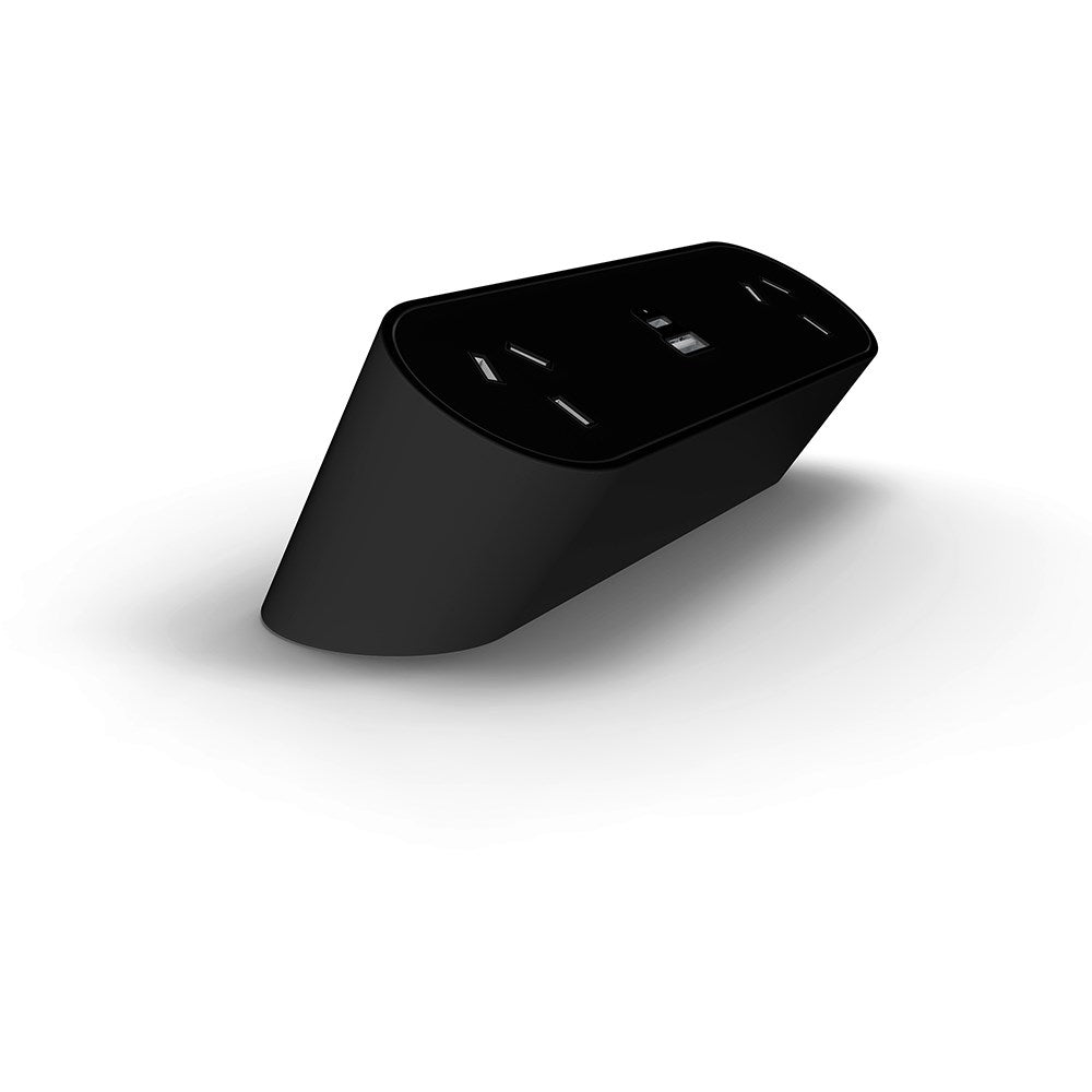 Nova Trio Power Rail 2GPO+1USBA+1USBC Black | Office Furniture Designs