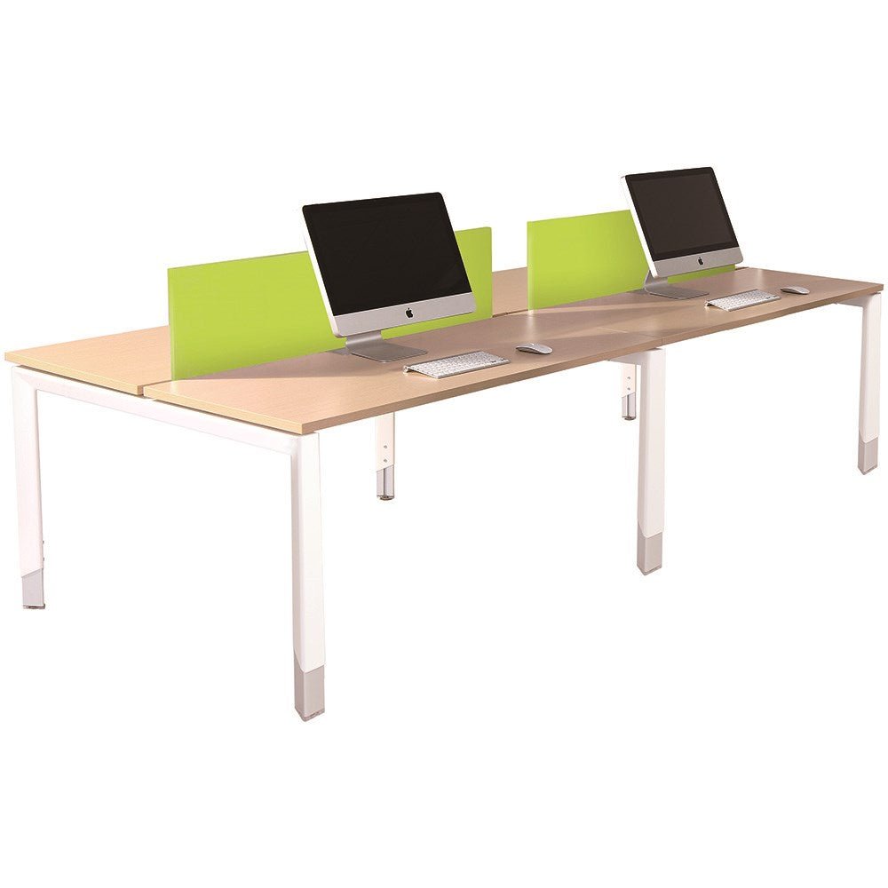 Oblique Back to Back Desk Snow Maple/White 3600W x 1500D x 620 - 920H 4 Person Snow Maple & White | Office Furniture Designs