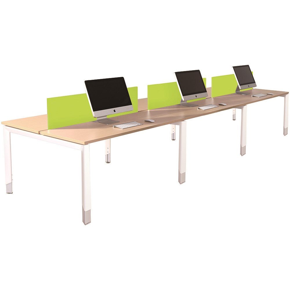 Oblique Back to Back Desk Snow Maple/White 5400W x 1500D x 620 - 920H 6 Person Snow Maple & White | Office Furniture Designs