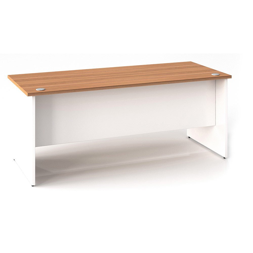 OM Premier Straight Desk Desk Virginia Walnut & White 1200W x 750D x 720H | Office Furniture Designs