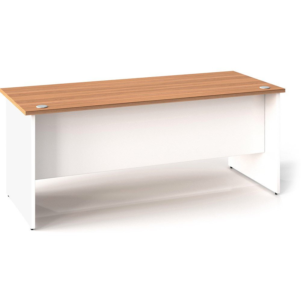OM Premier Straight Desk Desk Virginia Walnut & White 1800W x 750D x 720H | Office Furniture Designs