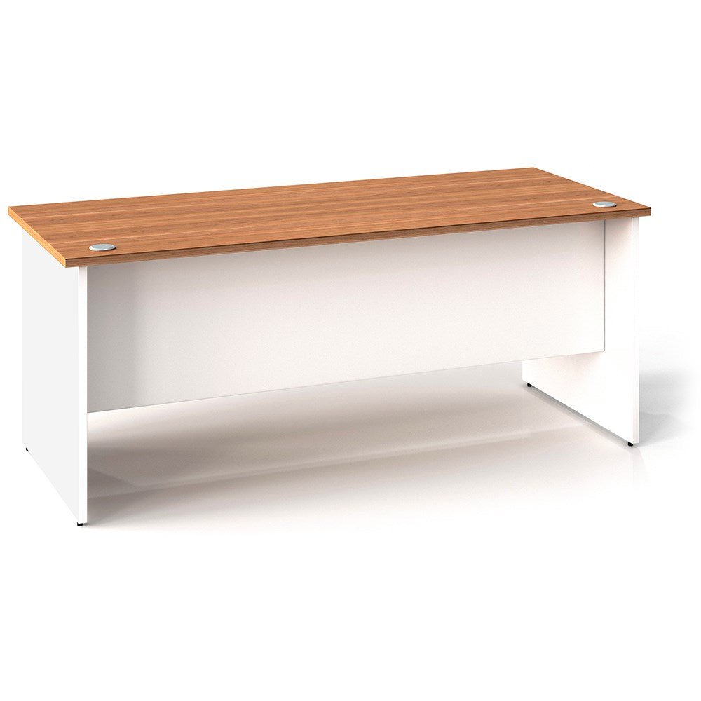 OM Premier Straight Desk Desk Virginia Walnut & White 1800W x 900D x 720H | Office Furniture Designs