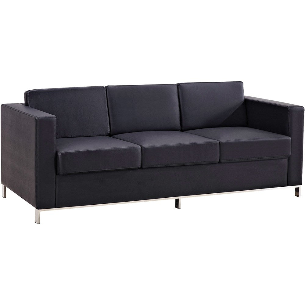 Plaza Lounge Black PU 1940W x 790D x 740H 3 Seater Black | Office Furniture Designs
