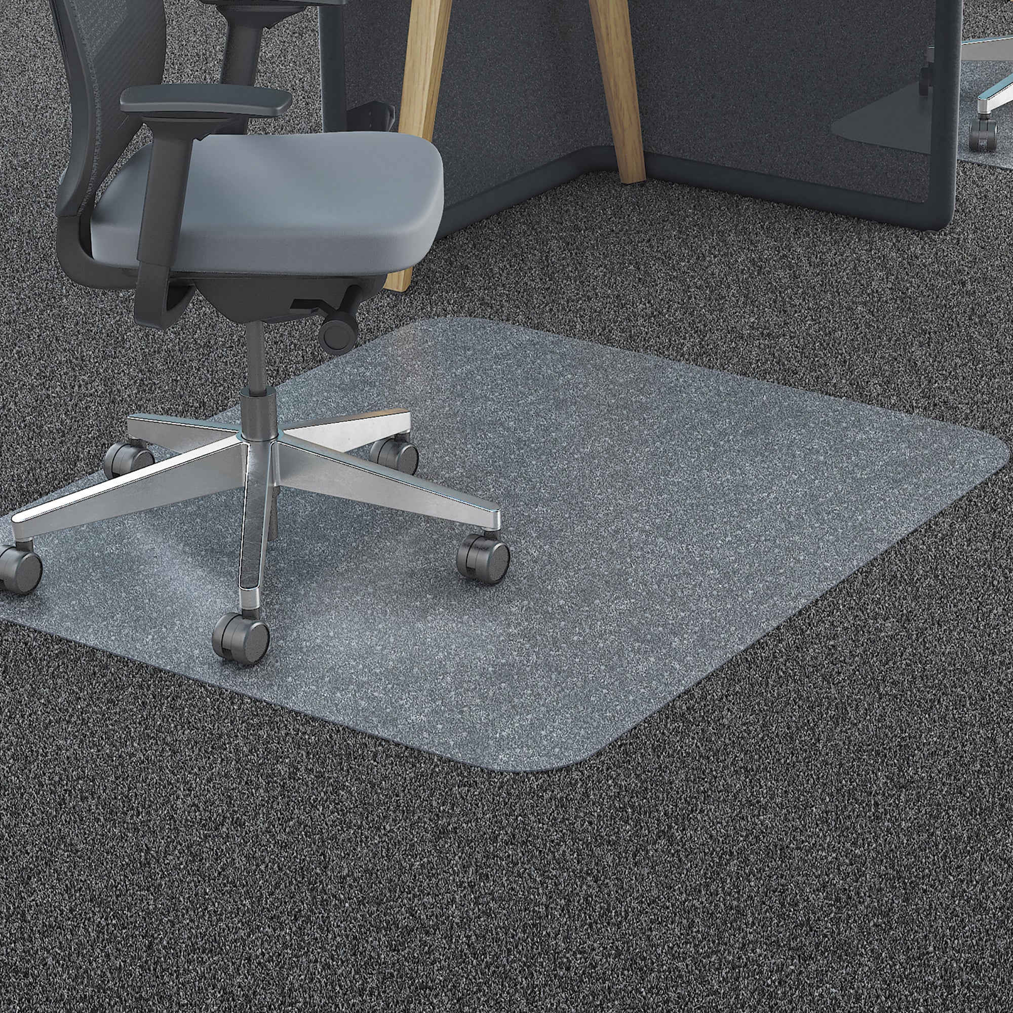 Polycarbonate Chair Mat Notched Based For Medium Pile Carpet Clear 90 x 120cm | Office Furniture Designs