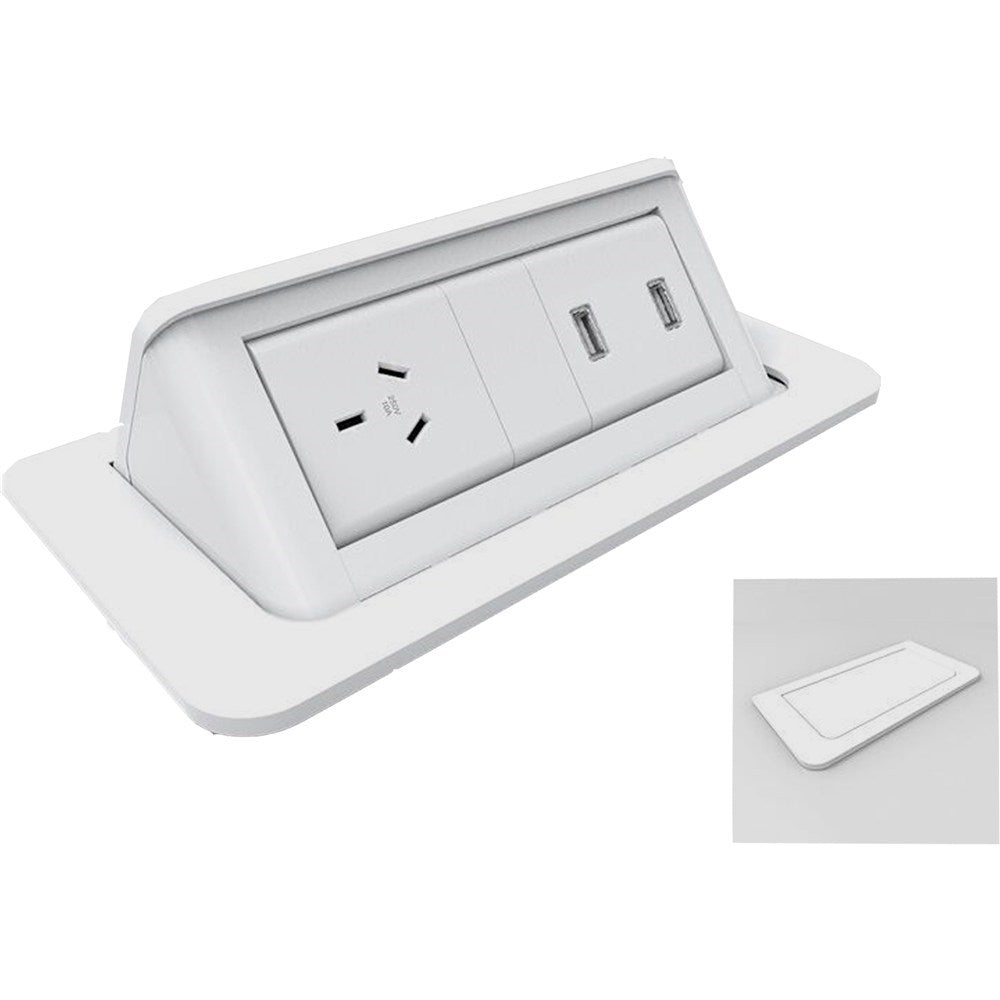 PopUp Power Module 1GPO+2USBWhite White | Office Furniture Designs