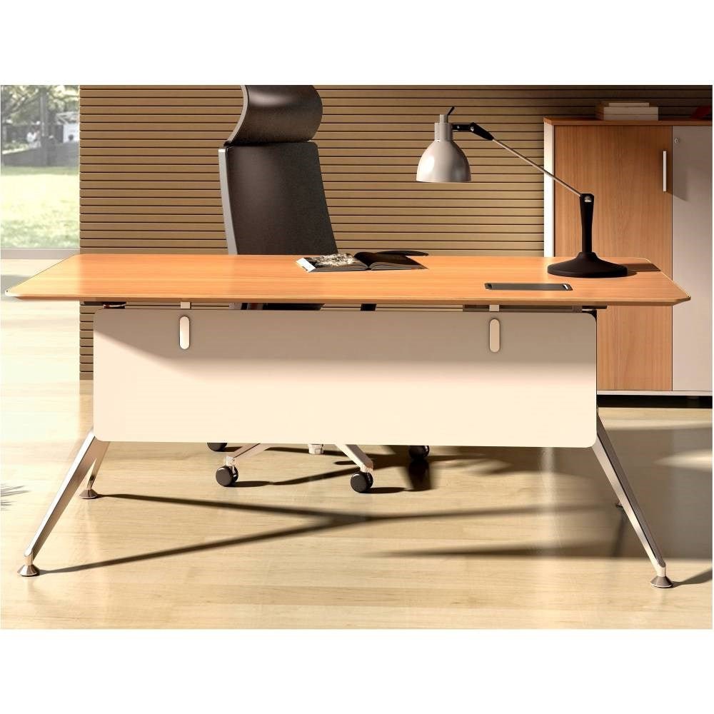 Potenza Straight Desk 1600W x 800D x 750H Virginia Walnut & White | Office Furniture Designs