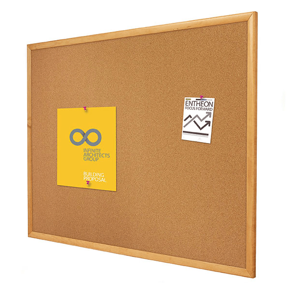 Quartet Corkboard Oak Frame 900x1200mm - Office Furniture Designs