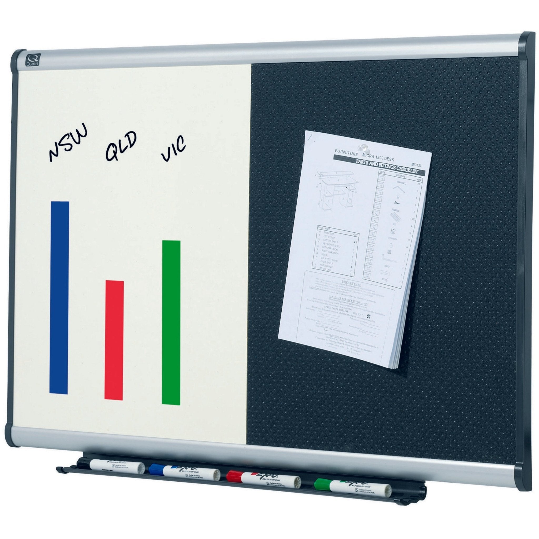 Quartet Prestige Combo Board Aluminium Frame Foam 600x900mm - Office Furniture Designs