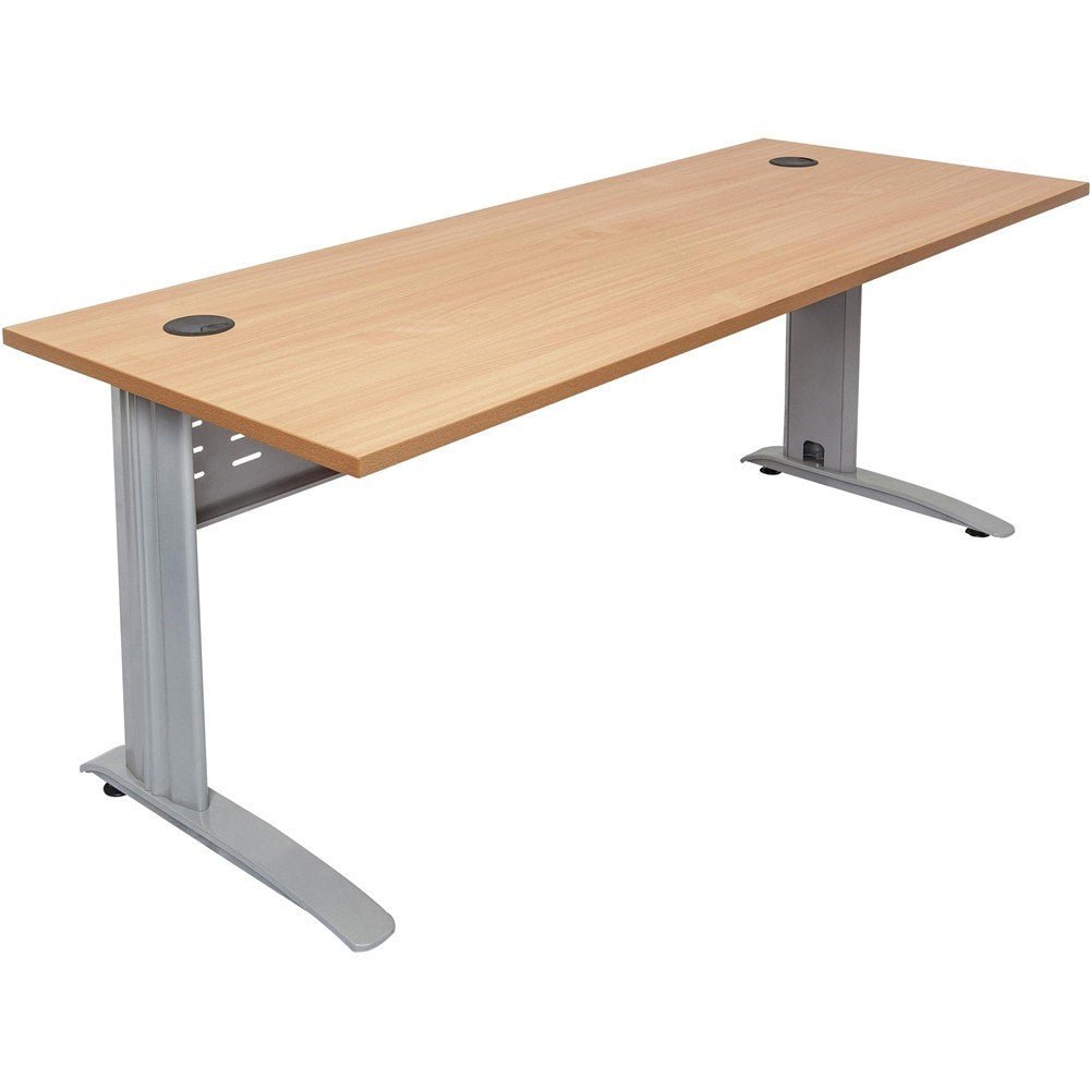 Rapid Span Straight Desk 1800W x 700D x 730H Beech & Silver | Office Furniture Designs