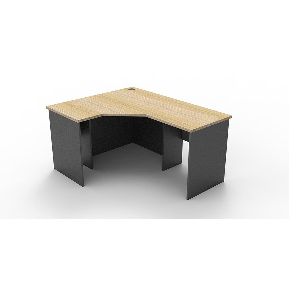 Rapid Worker Corner Workstation 1200W x 1500D x 600H Oak & Ironstone | Office Furniture Designs