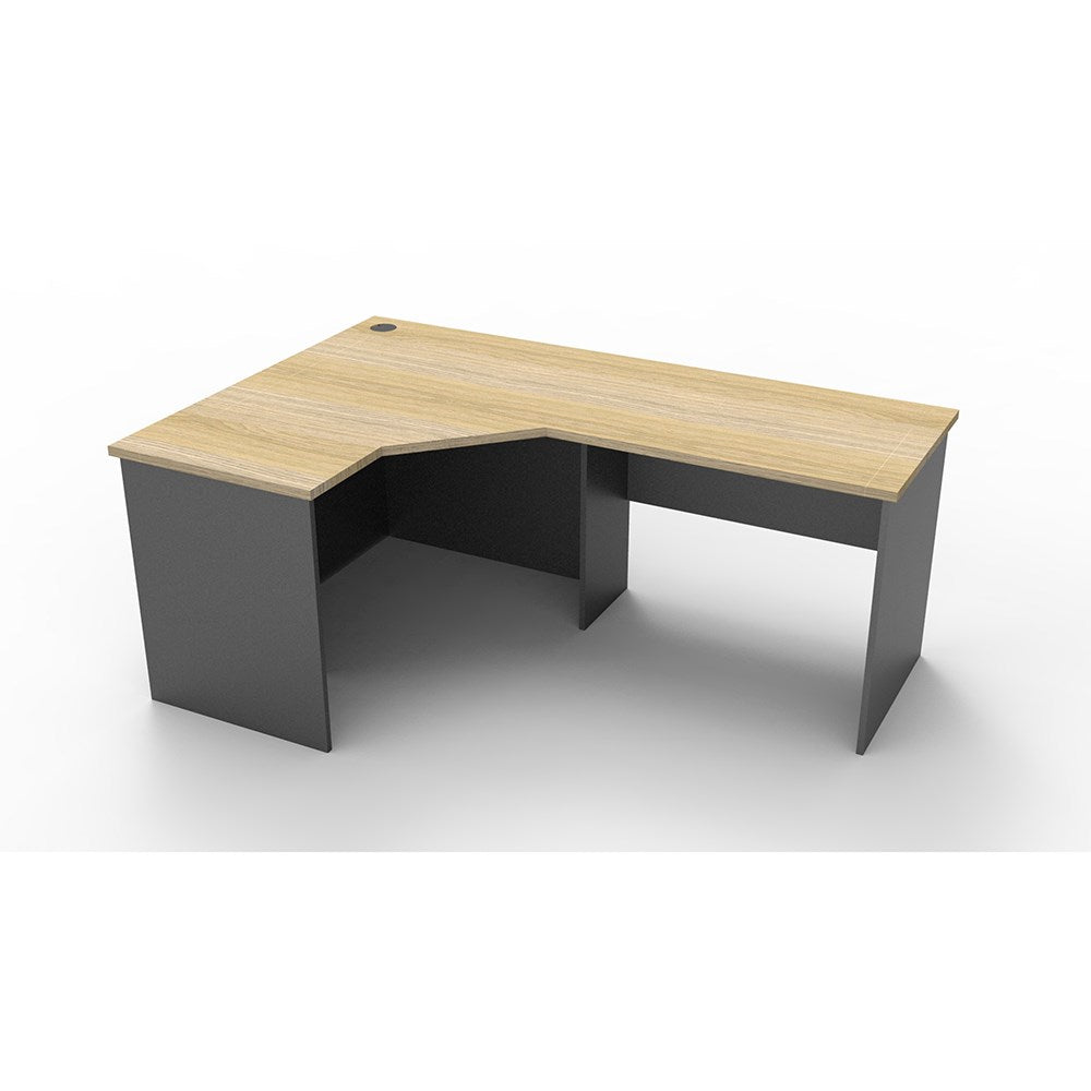 Rapid Worker Corner Workstation 1200W x 1800D x 600H Oak & Ironstone | Office Furniture Designs