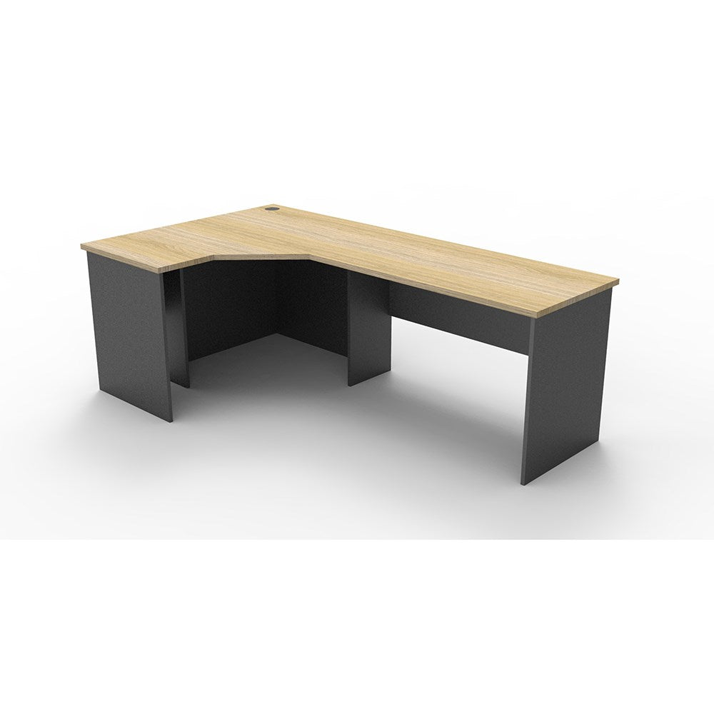 Rapid Worker Corner Workstation 1200W x 2100D x 600H Oak & Ironstone | Office Furniture Designs