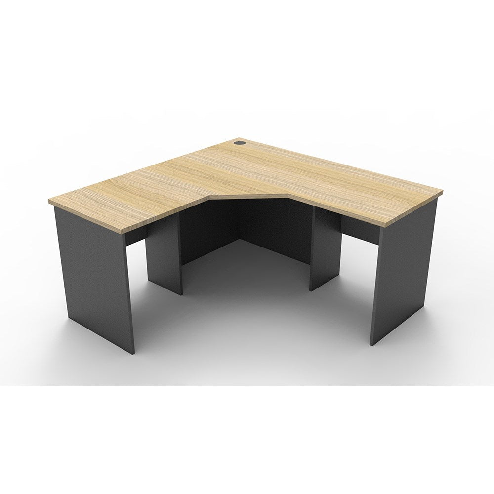 Rapid Worker Corner Workstation 1500W x 1500D x 600H Oak & Ironstone | Office Furniture Designs