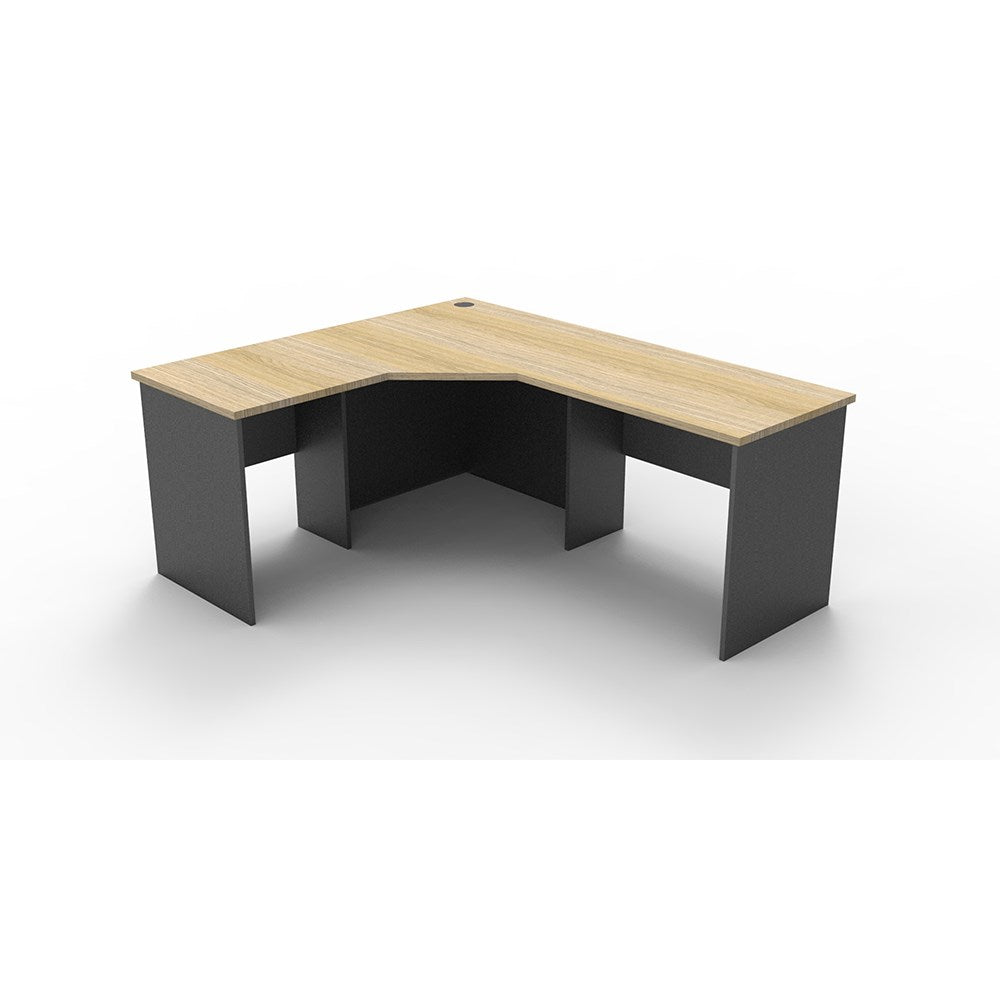 Rapid Worker Corner Workstation 1800W x 1500D x 600H Oak & Ironstone | Office Furniture Designs