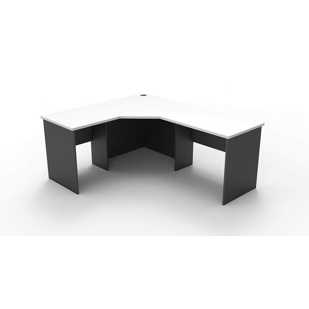Rapid Worker Corner Workstation 1800W x 1500D x 600H White & Ironstone | Office Furniture Designs