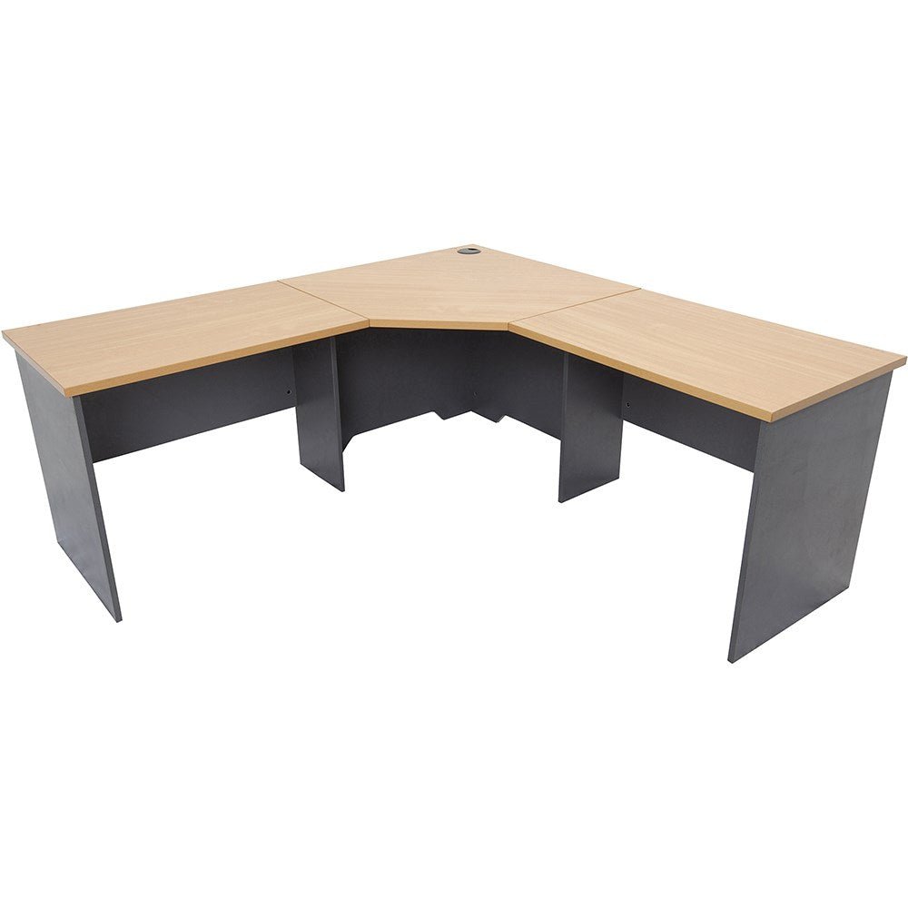 Rapid Worker Corner Workstation 1800W x 1800D x 600H Beech & Ironstone | Office Furniture Designs
