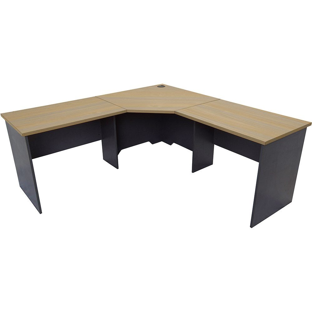 Rapid Worker Corner Workstation 1800W x 1800D x 600H Oak & Ironstone | Office Furniture Designs