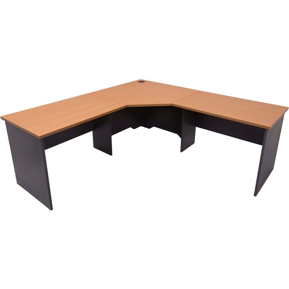 Rapid Worker Corner Workstation 1800W x 1800D x 750H Beech & Ironstone | Office Furniture Designs