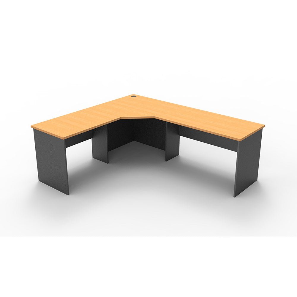 Rapid Worker Corner Workstation 2100W x 1500D x 600H Beech & Ironstone | Office Furniture Designs