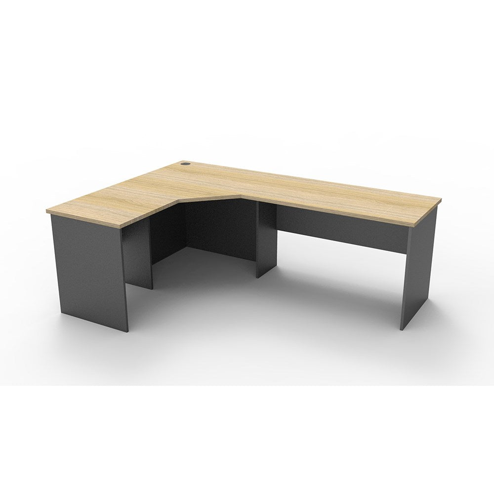 Rapid Worker Corner Workstation 2100W x 1500D x 600H Oak & Ironstone | Office Furniture Designs