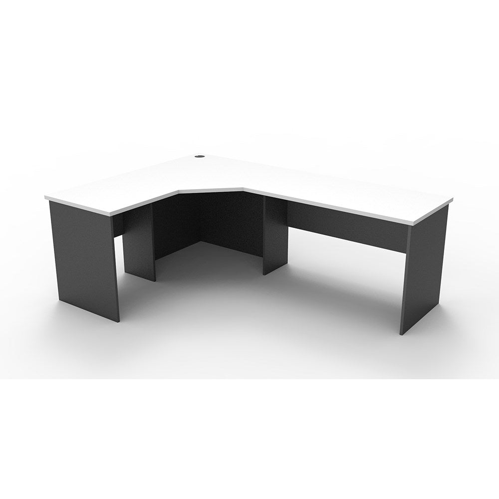 Rapid Worker Corner Workstation 2100W x 1500D x 600H White & Ironstone | Office Furniture Designs