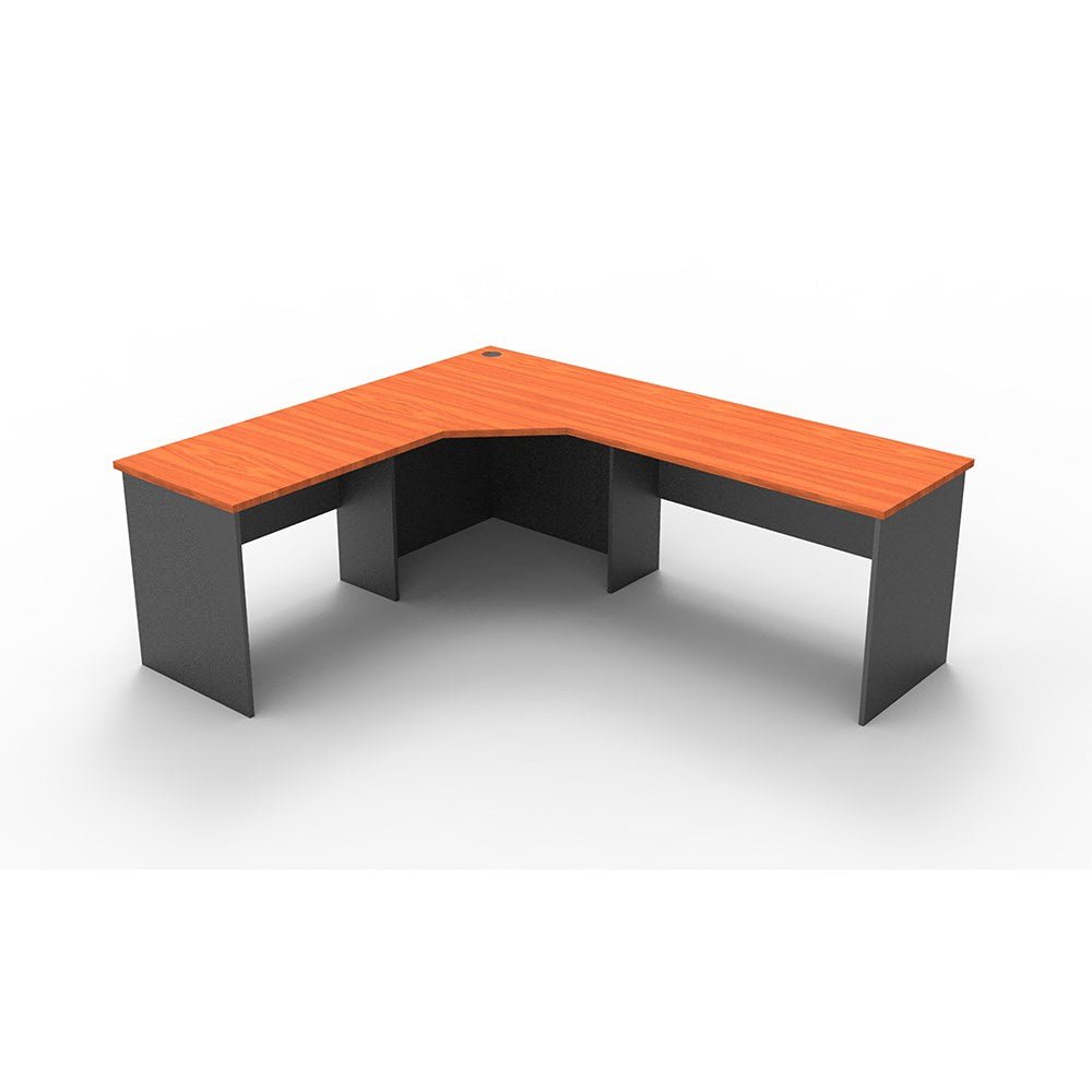 Rapid Worker Corner Workstation 2100W x 1800D x 600H Cherry & Ironstone | Office Furniture Designs