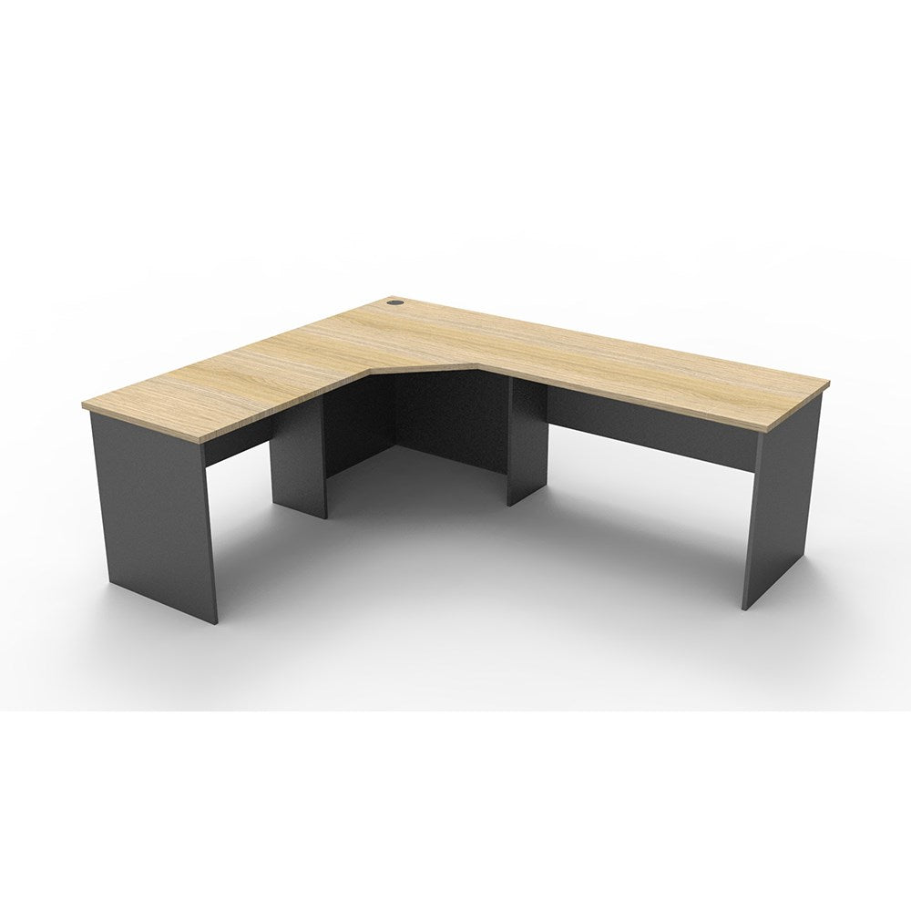 Rapid Worker Corner Workstation 2100W x 1800D x 600H Oak & Ironstone | Office Furniture Designs