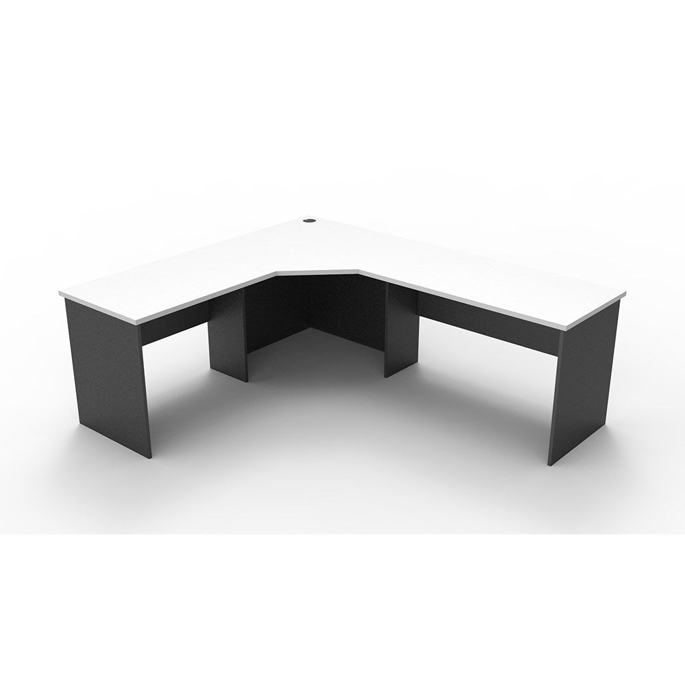 Rapid Worker Corner Workstation 2100W x 1800D x 600H White & Ironstone | Office Furniture Designs