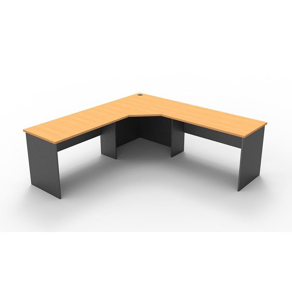 Rapid Worker Corner Workstation 2100W x 2100D x 600H Beech & Ironstone | Office Furniture Designs