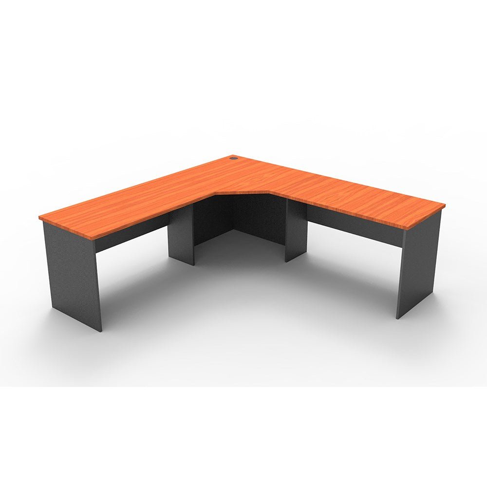 Rapid Worker Corner Workstation 2100W x 2100D x 600H Cherry & Ironstone | Office Furniture Designs
