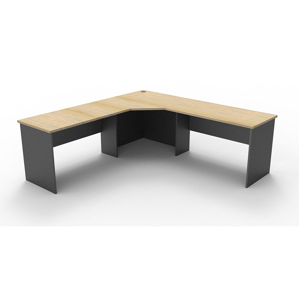Rapid Worker Corner Workstation 2100W x 2100D x 600H Oak & Ironstone | Office Furniture Designs