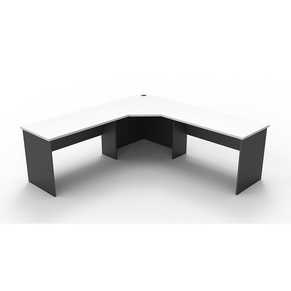 Rapid Worker Corner Workstation 2100W x 2100D x 600H White & Ironstone | Office Furniture Designs