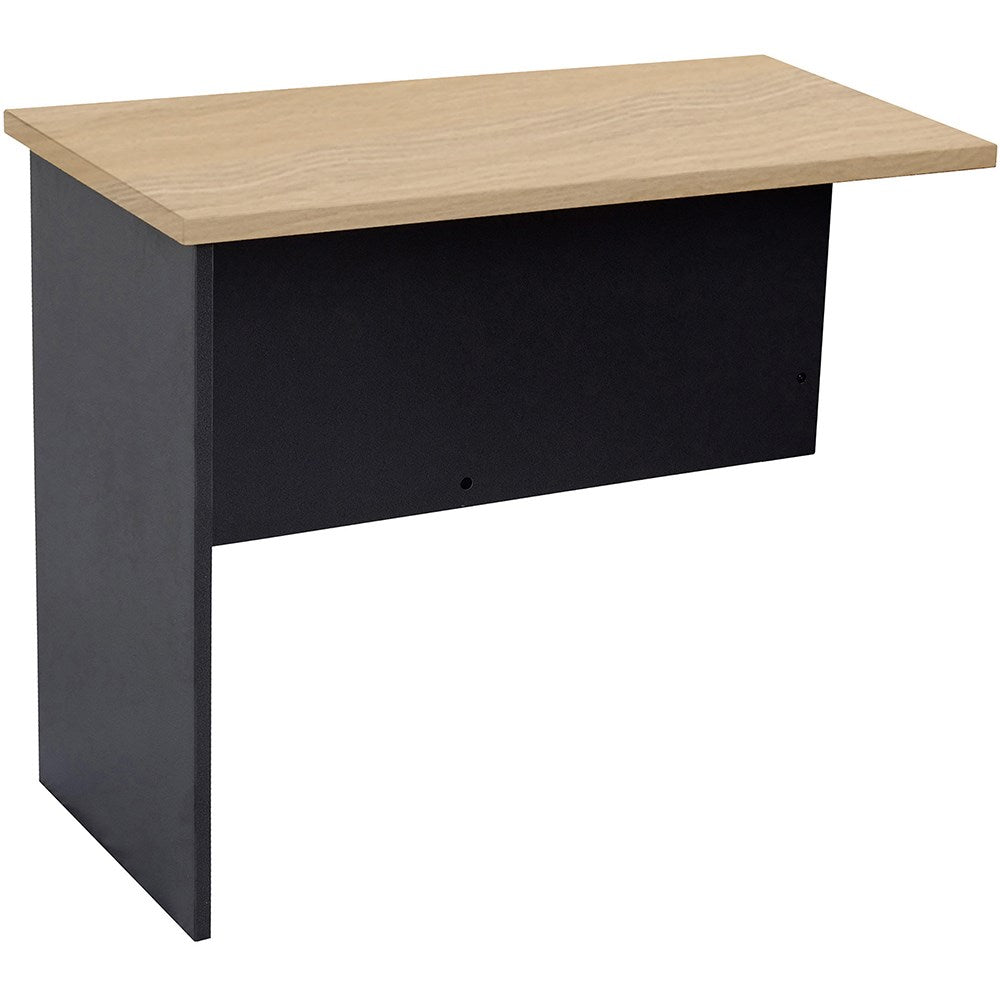 Rapid Worker Corner Workstation Wing 600W x 600D x 730H Oak & Ironstone | Office Furniture Designs