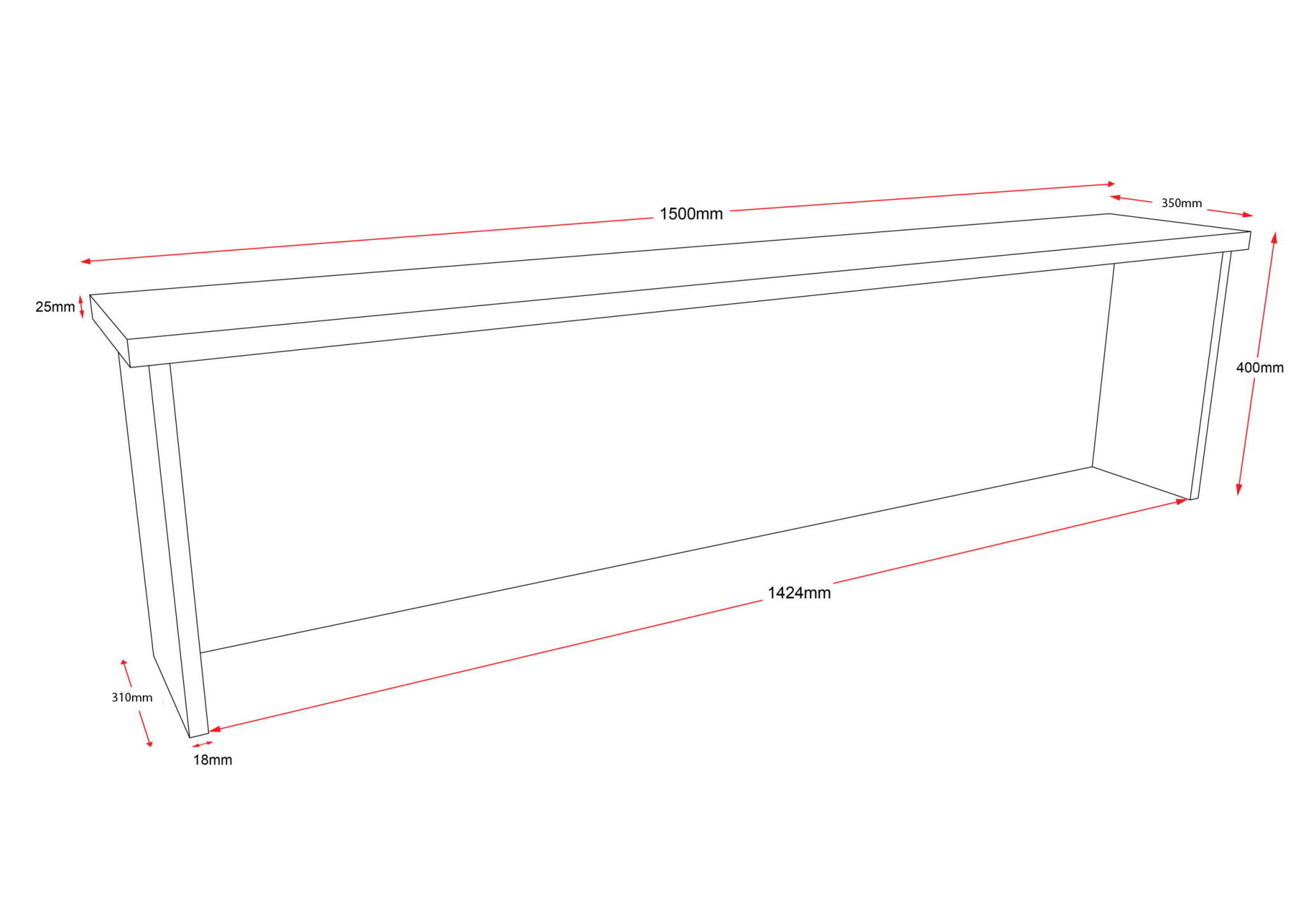 Rapid Worker Desk Hob 1800W x 350D x 400H White & Ironstone | Office Furniture Designs