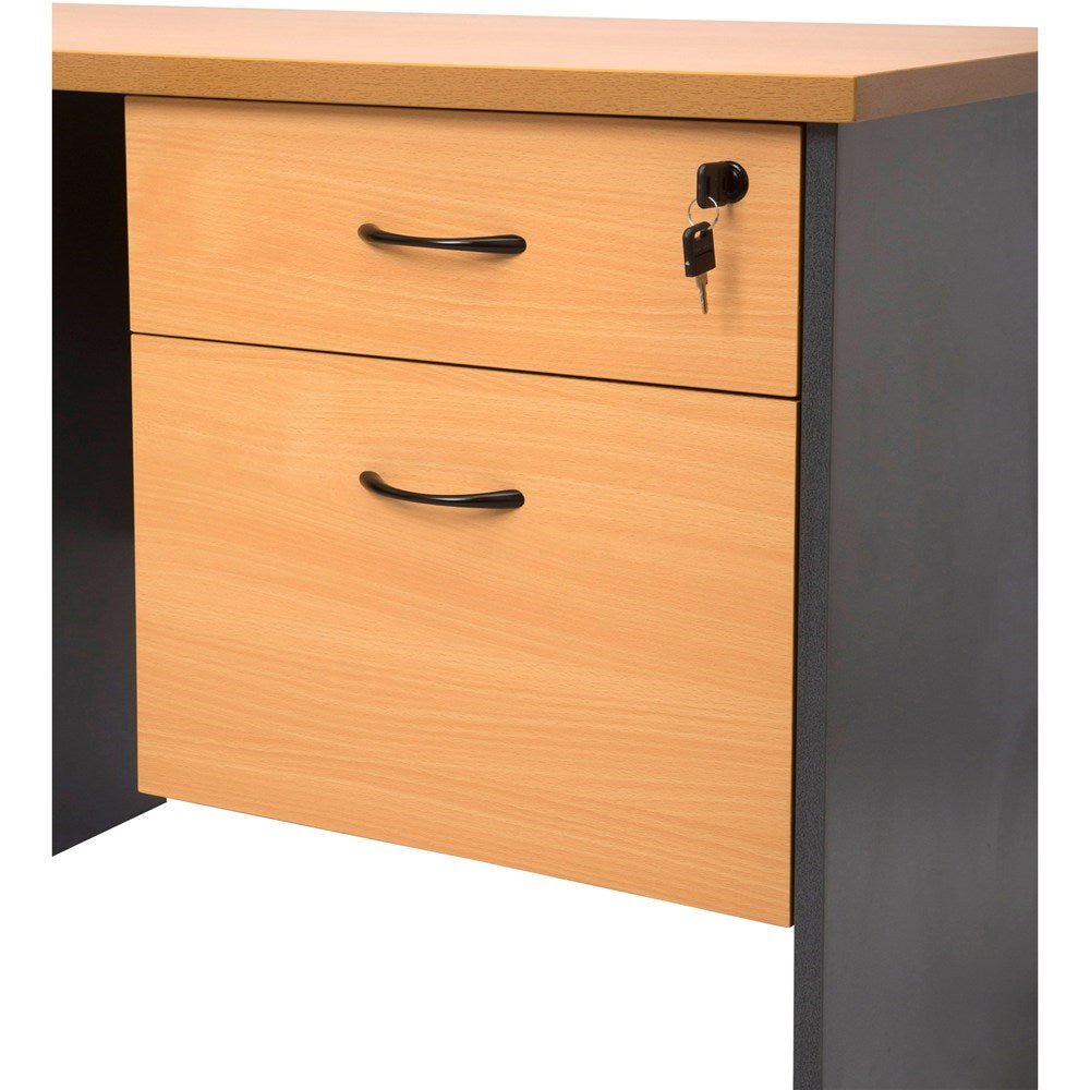 Rapid Worker Fixed Pedestal 1 Drawer 1 File 465W x447Dx454mmH Beech & Ironstone 465W x 447D x 454H Beech & Ironstone | Office Furniture Designs
