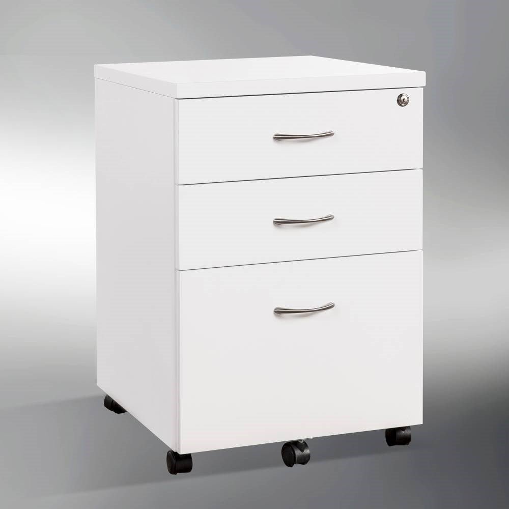 Reception Mobile Pedestal 2 Draw 1 File 468W x 510D x 685mmH Gloss White 468W x 510D x 685H Gloss White | Office Furniture Designs