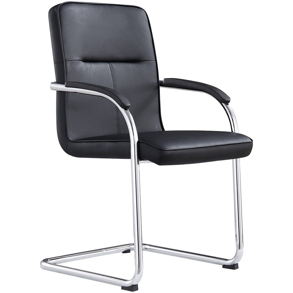 Rose Cantilever Visitor Chair With Arms Black PU Black | Office Furniture Designs