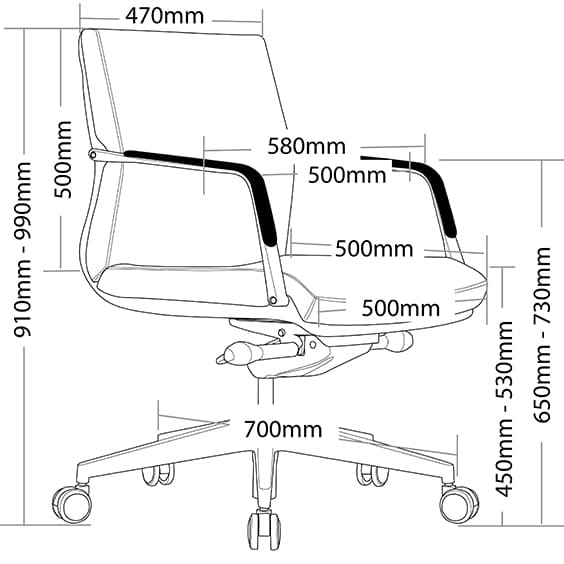 Select Executive Leather Office Chair with Arms Low Back Black | Office Furniture Designs