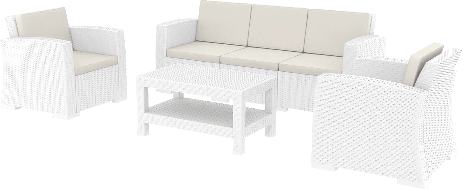 Siesta Monaco Lounge Set XL With Cushion All White | Office Furniture Designs