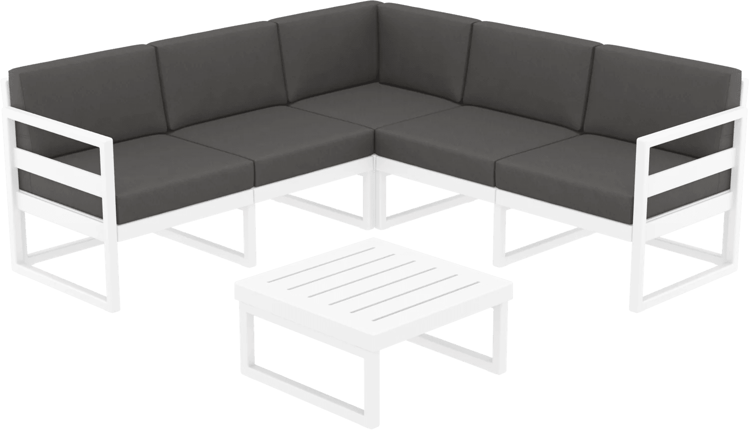 Siesta Mykonos Lounge Corner Sets White Dark Grey Cushions | Office Furniture Designs