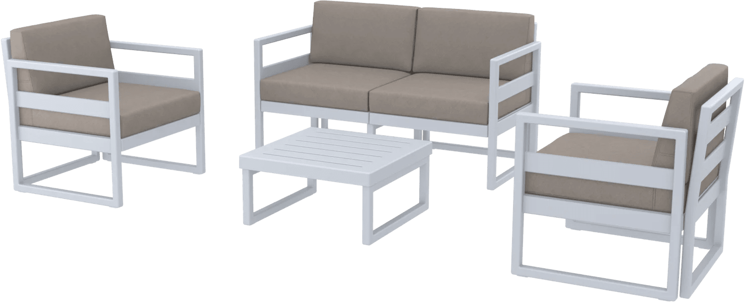 Siesta Mykonos Lounge Sets Silver Grey Brown Cushions | Office Furniture Designs