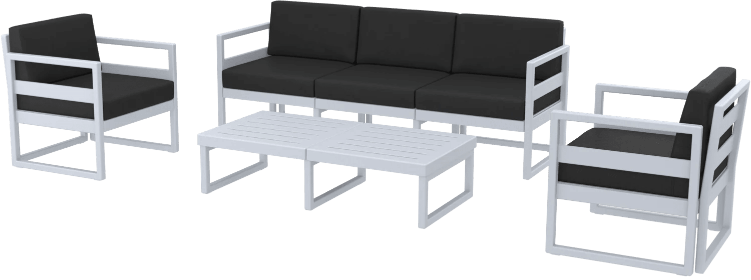 Siesta Mykonos Lounge Sets XL Silver Grey Black Cushions | Office Furniture Designs