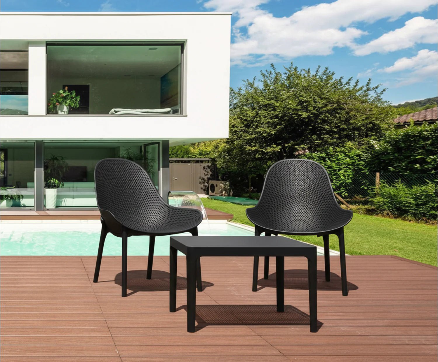 Siesta Sky Lounge 3 Piece Set with Side Table Black | Office Furniture Designs