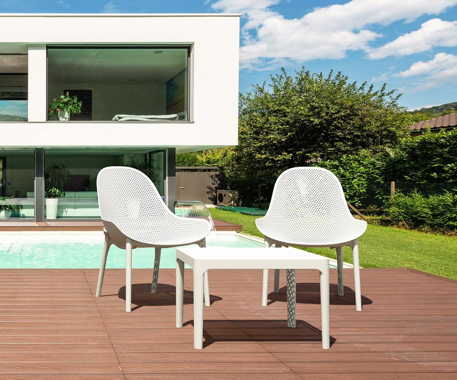 Siesta Sky Lounge 3 Piece Set with Side Table White | Office Furniture Designs
