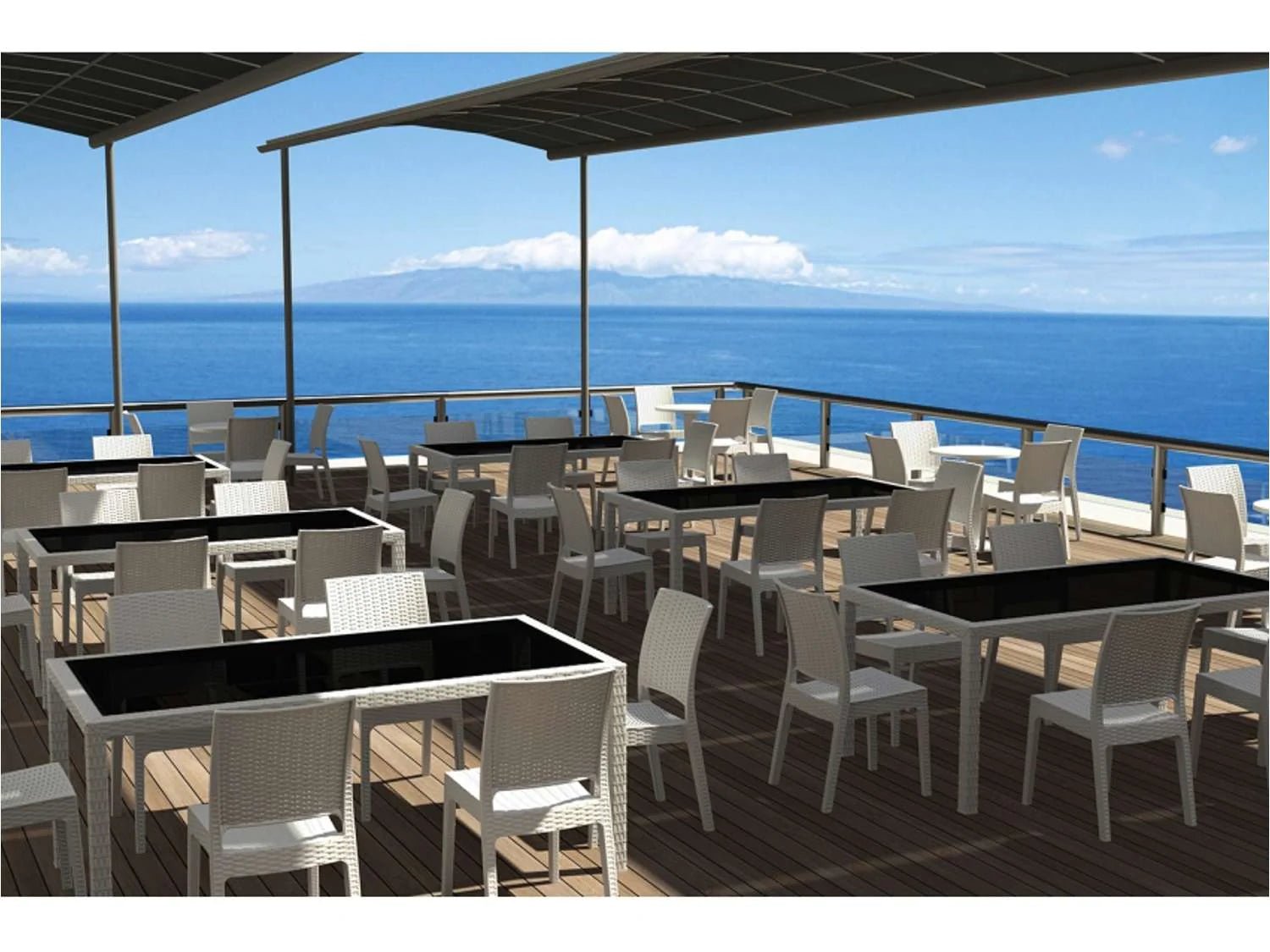Siesta Tahiti 6 Seater Resin Rattan Dining Setting with Florida Chair White | Office Furniture Designs